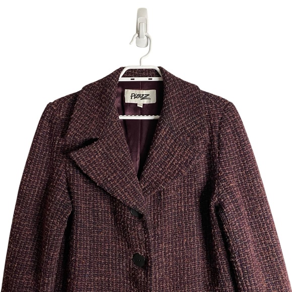 Pizazz Women’s Purple Tweed Wool Longline Coat - Picture 2 of 9